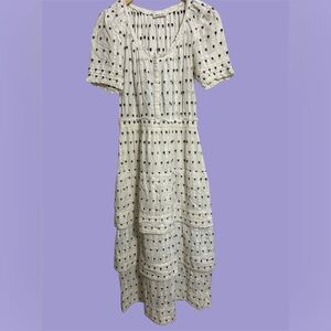 ⭐️LoveShackFancy Maxi Dress Ruffled Embroidered Black/Cream size small⭐️